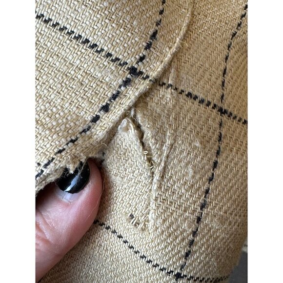 Max Mara Tan And‎ Black Plaid Silk And Linen Blend Two Button Blazer Size 12 - Picture 12 of 13